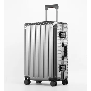 Чемодан, тележка из алюминиево-магниевого сплава, Цельнометаллический дорожный чемодан, чемодан на колесиках, универсальное колесо, чемодан люксового бренда