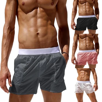 Высококачественные мужские плавки с эластичной резинкой на талии, прозрачные летние пляжные шорты, купальники с карманами для S-2XL