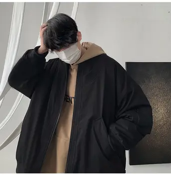 Корейская мода Простота мужская куртка зима y2k уличный хип-хоп личность пара свободные теплые спортивные бейсбольные куртки с капюшоном