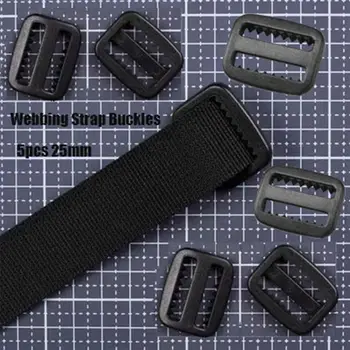5шт 25 мм Лямки Пряжка для ремня Высококачественный Пластик Черный Слайдер Застежка Инструмент для кемпинга на открытом воздухе Детали спортивной сумки