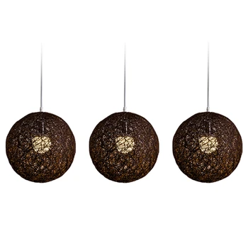 3Х кофейных шарика из бамбука, ротанга и джута, люстра для индивидуального творчества, сферический абажур-гнездо из ротанга