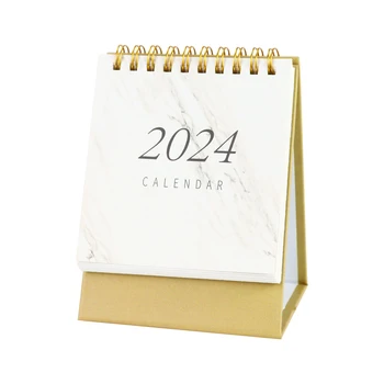 Подарок на 2024 год с двойной проволочной привязкой, Переворачивающийся Переносной столик, Плотная бумага, Планирование выступлений, Маленький Настольный календарь, Мотивирующий Домашний уют