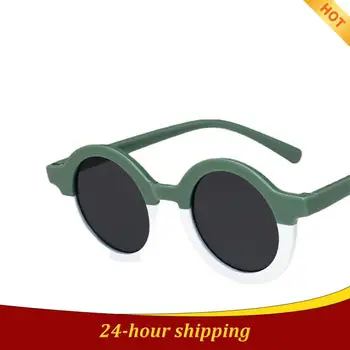 Детские солнцезащитные очки Для мальчиков и девочек, Милые леопардовые двухцветные Круглые солнцезащитные очки в форме мультяшного медведя, защита от Солнца, детские солнцезащитные очки
