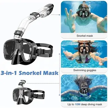 Маска для подводного плавания Складная маска для дайвинга с системой сухого верха и креплением для камеры