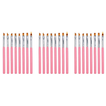 Набор цветных ручек для рисования 24шт, кисть для ногтей с розовыми лепестками, короткая кисть для ногтей