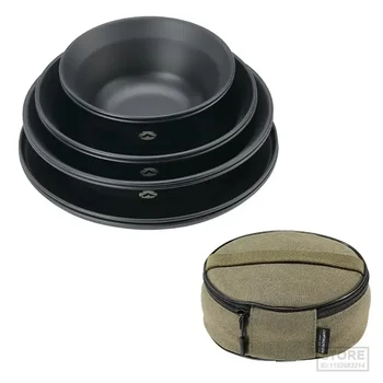 Набор посуды из нержавеющей стали с Ti-покрытием, Переносной набор столовой посуды для кемпинга, наборы чаш и тарелок для барбекю для пикника с сумкой для хранения