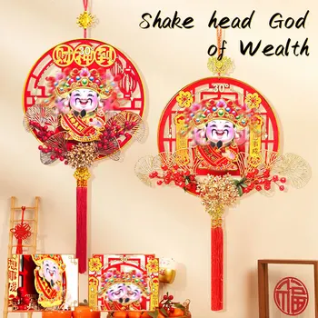 2024 Китайский Новый Год Качающий головой Бог Богатства Подвесные Декоры Красный Кулон Фортуны Весенний Фестиваль Украшения для дома на стене и окне