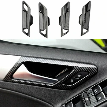 4 шт. Внутренняя дверная ручка автомобиля, накладка чаши для Golf MK6 2010-2013 из углеродного волокна