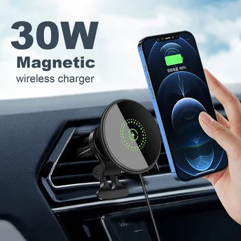 НОВОЕ автомобильное беспроводное магнитное зарядное устройство мощностью 30 Вт с воздухоотводчиком для iPhone 14 13 12 Pro Max Mini PD Быстрая зарядка подставки для телефона Зарядные устройства