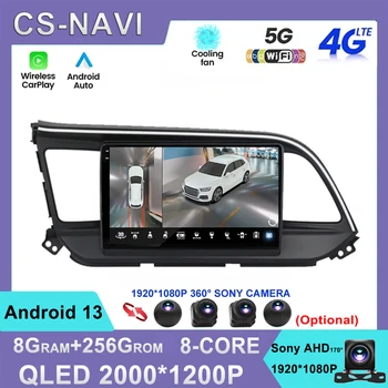 Для Hyundai Elantra 6 2019 2020 Автомобильная Интеллектуальная Система CarPlay DSP Навигация GPS WIFI 4G DSP Android13 QLED Экран 360 камера
