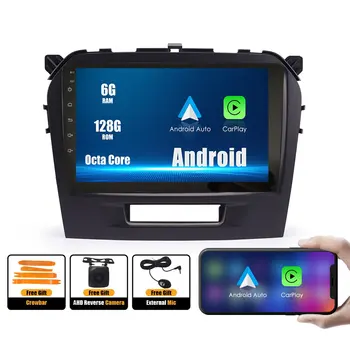 Автомагнитола для SUZUKI Vitara 15-19 2Din Android Восьмиядерный автомобильный стерео DVD GPS навигационный плеер Мультимедиа Android Auto Carplay