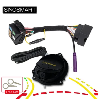 SINOSMART Вид Сзади Автомобиля Авто Флип Реверсивная Эмблема Логотип Динамическая Траекторная Камера для Golf CC Passat T-ROC MQB Оригинальный Экран