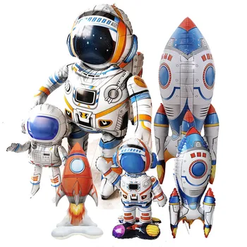 Стоящий космический Астронавт воздушный шар 3D космонавт ракета воздушные шары из фольги для детей, мальчиков, Украшения для вечеринки по случаю Дня рождения во Вселенной
