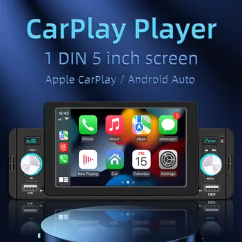 1 Din 5-дюймовый Автомобильный Радиоприемник Автомобильный Стерео Bluetooth MP5 Плеер с для Apple CarPlay Android Auto TF USB FM Сенсорным Экраном B