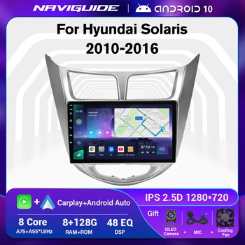 NAVIGUIDE Android 10 2 din Автомагнитола Для Hyundai Solaris 1 2010-2016 Мультимедийный Видеоплеер Навигация Автомобильный Стерео Android Auto
