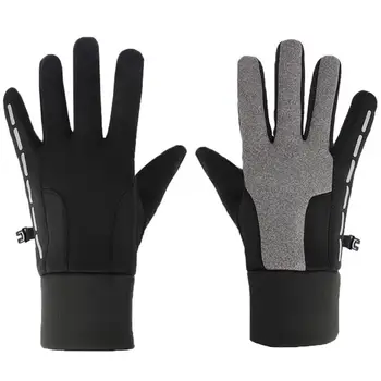 Осенне-зимние Ветрозащитные Флисовые перчатки для защиты велосипеда на весь палец, велосипедные Аксессуары