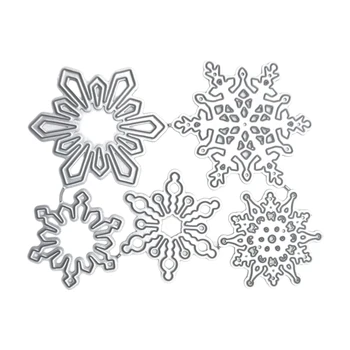 Набор штампов для резки металла Snowflakes, 5 шт., изысканный трафарет для снежинок разного размера