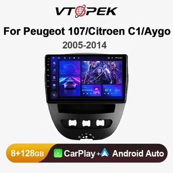Vtopek 2 Din Android 12 Автомагнитола Для Peugeot 107 Toyota Aygo Citroen C1 2005-2014 Мультимедийный Плеер Carplay Авто Головное Устройство