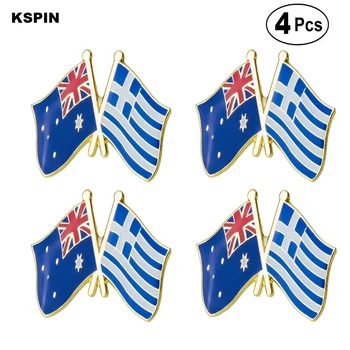 Булавка с флагом дружбы Австралии и Греции, значок-брошь на лацкане, значки 4шт.