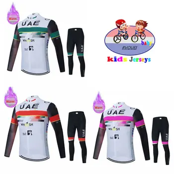 Комплект зимней велосипедной майки для мальчика из ОАЭ с длинным рукавом Командная велосипедная одежда из теплого флиса MTB Велосипедная одежда Детская Дорожная велосипедная форма