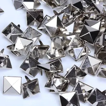 100шт серебряных 12мм пирамидальных шпилек для панк-рок Spike Leathercraft