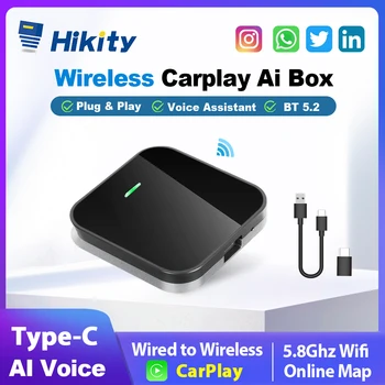 Hikity CarPlay AI Box Original Car, подключенный к CarPlay по беспроводной сети, Обновление оригинальной автомобильной системы, AI Voice Car Play Streaming Box