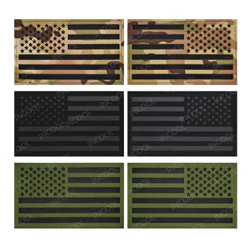 Инфракрасные ИК-светоотражающие нашивки американского флага США Байкерские значки Blue Line, Тактическая военная эмблема, Большая аппликационная наклейка в полоску