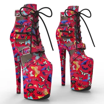 LAIJIANJINXIA/ Новые Модные Женские Современные ботинки с искусственным верхом 20 см/8 дюймов Для танцев на шесте На высоком каблуке и платформе 834