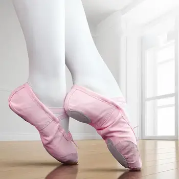 Балетные туфли для девочек, парусиновые балетные тапочки на мягкой подошве, детские тренировочные балетные туфли, женские танцевальные туфли 35-38 размера