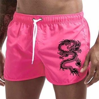 Летние мужские шорты с рисунком китайского дракона, мужские дышащие штаны для отдыха, пляжных пробежек, серфинга со скакалкой.