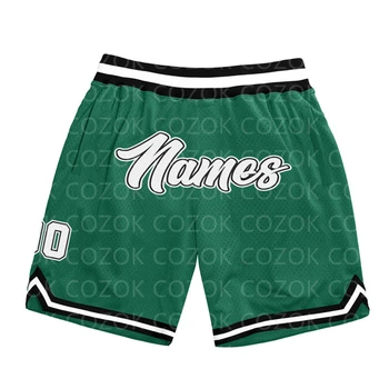 Изготовленные на заказ баскетбольные шорты Green Gary Authentic с 3D-принтом, мужские шорты с вашим именем, Быстросохнущие пляжные шорты Mumber