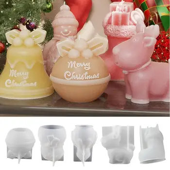 Рождественские силиконовые формы, Многоразовая 3D-форма из смолы, Портативная форма для свечей, Многоцелевая форма для Снеговика для торта, Аксессуары для дома