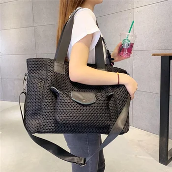 Сумки-тоут большой емкости для женщин, дорожная Большая сумка, женские сумки, сетчатая сумка в корейском стиле, дизайнерская сумка через плечо, сумка-тоут