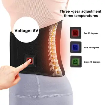 Дальний инфракрасный USB Электронагревательный пояс Турмалиновая Термотерапия Пояс для массажа талии Бандаж для поддержки боли в спине Термоподушка Грелка