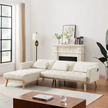 Раскладной секционный диван-кровать, обращенный влево, L-образный диван-кровать для гостиной