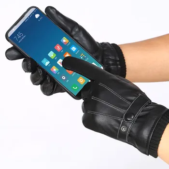 2023 Перчатки из искусственной кожи, мужские и женские Зимние теплые варежки с сенсорным экраном, водонепроницаемые ветрозащитные перчатки на весь палец, велосипедные перчатки для вождения