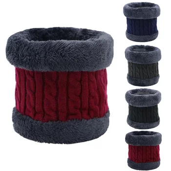 Женская мода Зима Унисекс, теплый однотонный вязаный шарф-кольцо, Утолщенная Бандана, шарф-повязка на голову, эластичность Плюс бархат В наличии