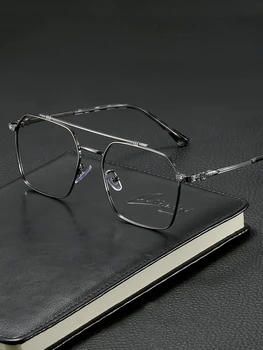 Ретро Персонализированный резной дизайн, очки из сплава, большая оправа, мужские квадратные оптические компьютерные очки с защитой от синего света по рецепту