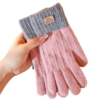 Зимние вязаные теплые перчатки из волокна альпаки, теплые вязаные перчатки на флисовой подкладке с сенсорным экраном для праздничного подарка на День рождения