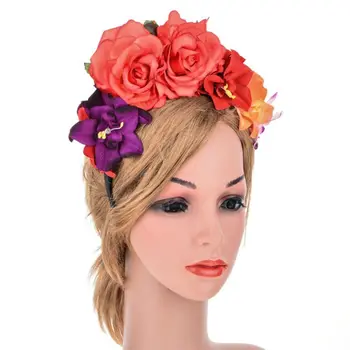 Женская повязка на голову с имитацией розы в мексиканском стиле, День мертвых, Хэллоуин, Он