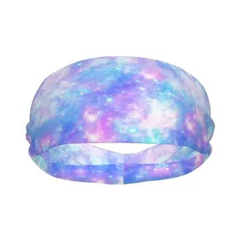 Розово-голубая эластичная лента для волос с принтом волшебной Галактики и звезды, повязка на голову для йоги, обруч для макияжа, повязка на голову