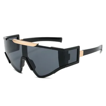 Солнцезащитные очки Fashion Shield Для женщин и мужчин Y2K Негабаритные Ветрозащитные солнцезащитные очки в стиле панк One Peice Goggles Люксового бренда Shades Sport UV400