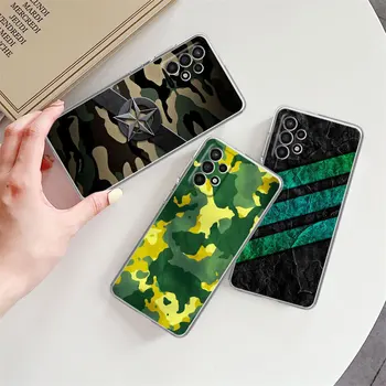 Военный Камуфляжный Зеленый Прозрачный Чехол для телефона Samsung Galaxy A13 5G A22 A34 A53 A12 A70 A23 A52 A12 Мягкая Силиконовая задняя крышка