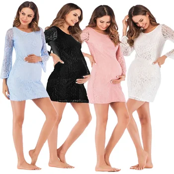 Летние платья для беременных, кружевное платье с V-образным вырезом и длинным рукавом, платье для фотосъемки беременных для прополки участков