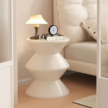 Милый дешевый Маленький Приставной столик, Дизайнерский Круглый Белый Напольный Пластиковый журнальный столик в скандинавском стиле, Минималистичный стол для спальни, мебель для Бас