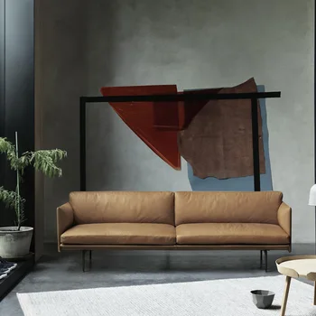 Мебель для гостиной Угловой диван Nordic Modern Со съемной и моющейся кожаной обивкой