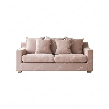 Тканевый диван Современный минималистичный диван из массива дерева для гостиной, Трехместный диван для отдыха