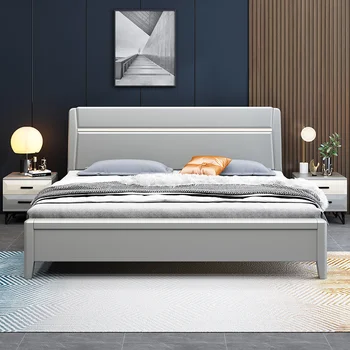 Эстетичная кровать в спальне для хранения Скандинавская Современная Роскошная кровать из дерева размера Queen Size Camas Y Muebles Dormitorio Гостиничная мебель
