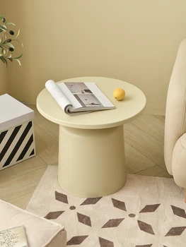 Приставной столик в кремовом стиле, маленькая гостиная, круглый приставной столик, журнальный столик, столик на балконе, креативный минималистичный круглый стол