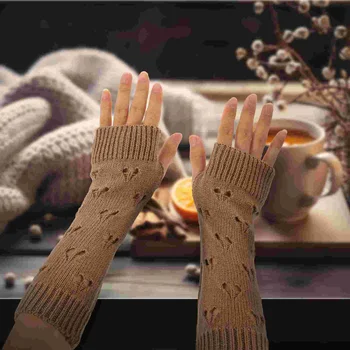 1 пара женских перчаток, теплые перчатки, уличные перчатки, вязаные перчатки, перчатки без пальцев